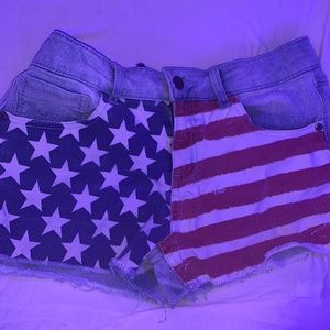 Red White & Blue Jean Shorts